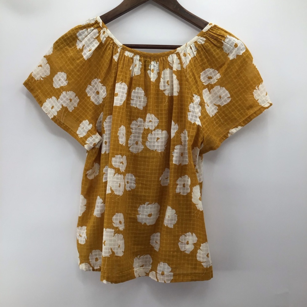 GAP Women's Mustard Floral Blouse - Picture 2 of 8